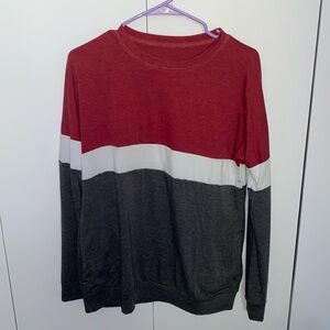 Red, white and gray very soft long sleeve shirt, never worn, size S with pockets